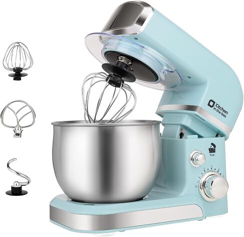 Kitchen in the box Stand Mixer,3.2Qt Small Electric Food Mixer,6 Speeds Portable Lightweight Kitchen Mixer for Daily Use with Egg Whisk,Dough Hook,Flat Beater (Black) in Saudi Arabia