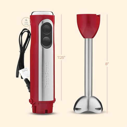Powerful Immersion Blender, Electric Hand Blender 500 Watt with Turbo Mode, Detachable Base. Handheld Kitchen Blender Stick for Soup, Smoothie, Puree, Baby Food, 304 Stainless Steel Blades (Grey) in Kuwait