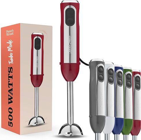 Powerful Immersion Blender, Electric Hand Blender 500 Watt with Turbo Mode, Detachable Base. Handheld Kitchen Blender Stick for Soup, Smoothie, Puree, Baby Food, 304 Stainless Steel Blades (Grey) in Kuwait