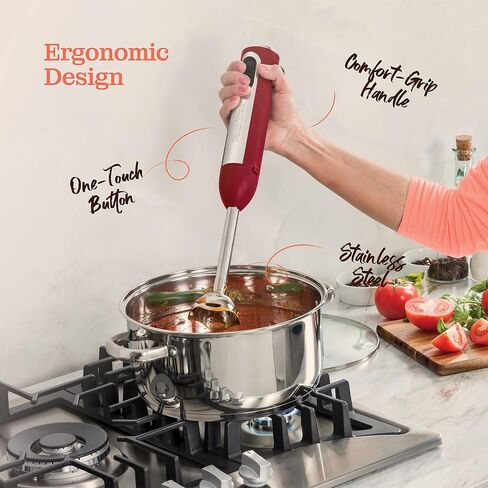 Powerful Immersion Blender, Electric Hand Blender 500 Watt with Turbo Mode, Detachable Base. Handheld Kitchen Blender Stick for Soup, Smoothie, Puree, Baby Food, 304 Stainless Steel Blades (Grey) in Kuwait