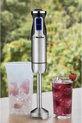 Mueller Ultra-Stick 500 Watt 9-Speed Immersion Multi-Purpose Hand Blender Heavy Duty Copper Motor Brushed 304 Stainless Steel With Whisk, Milk Frother Attachments in Saudi Arabia