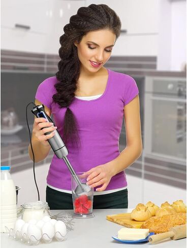 Mueller Ultra-Stick 500 Watt 9-Speed Immersion Multi-Purpose Hand Blender Heavy Duty Copper Motor Brushed 304 Stainless Steel With Whisk, Milk Frother Attachments in Saudi Arabia