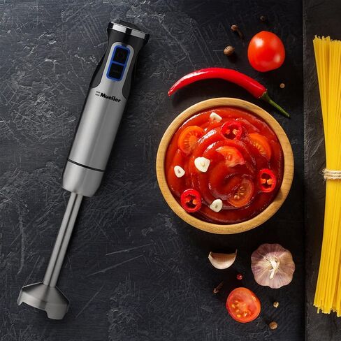 Mueller Ultra-Stick 500 Watt 9-Speed Immersion Multi-Purpose Hand Blender Heavy Duty Copper Motor Brushed 304 Stainless Steel With Whisk, Milk Frother Attachments in Saudi Arabia