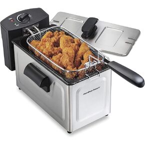 Hamilton Beach Professional Grade Electric Deep Fryer, Frying Basket with Hooks, 1500 Watts, 3 Ltrs with Viewing Window, Stainless Steel in Saudi Arabia