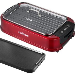 Smokeless Grill Indoor, CUSIMAX Electric Grill, 1500W Indoor Grill, Black | Portable Korean BBQ Grill with Smart LED Display & Tempered Glass Lid, Non-stick Removable Plate, Dishwasher Safe in Saudi Arabia