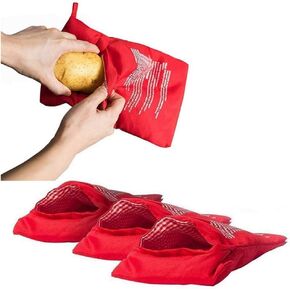 4 Pcs Red Potato Microwave Pouch Reusable Cooker Bag Cooker for Potatoes Corn Cobs Yams Just in 4 Minutes (Red 10 inch x 8 inch) in Saudi Arabia