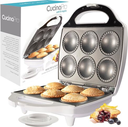 Mini Pie and Quiche Maker for Mother's Day Baking - Nonstick Baker Cooks 6 Small Quiches or Pies in Minutes- Dough Cutting Circle Easy Dough Measurement- Better than Pie Tins, Pans, Desserts Cooking in Saudi Arabia