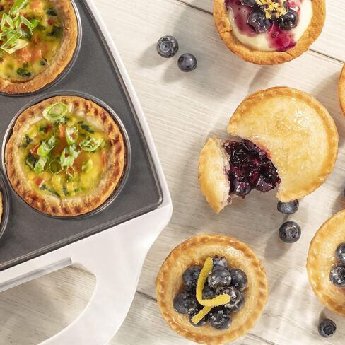 Mini Pie and Quiche Maker for Mother's Day Baking - Nonstick Baker Cooks 6 Small Quiches or Pies in Minutes- Dough Cutting Circle Easy Dough Measurement- Better than Pie Tins, Pans, Desserts Cooking in Saudi Arabia