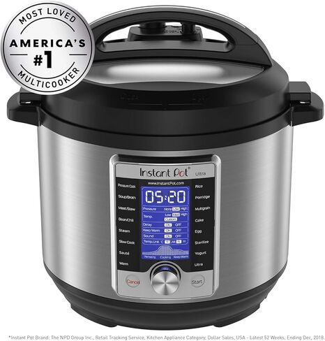 Instant Pot Ultra، طنجرة ضغط 10 في 1، طنجرة بطيئة، طنجرة أرز، صانعة الزبادي، صانعة الكيك، طنجرة البيض، سوتيه، وأكثر من ذلك، تتضمن تطبيقًا مجانيًا مع أكثر من 1900 وصفة. الفولاذ المقاوم للصدأ، 6 كوارت in Kuwait