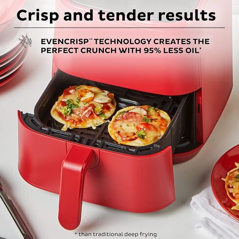 مجموعة فرن مقلاة هوائية صغيرة سعة 4 في 1، سعة 2 لتر، مع برامج طهي ذكية قابلة للتخصيص، وسلة غير لاصقة وآمنة للاستخدام في غسالة الأطباق، تتضمن تطبيقًا مجانيًا مع أكثر من 1900 وصفة، أكوا in Kuwait