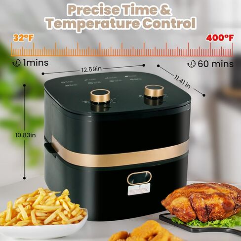 KoKoBin 6.8-Quart Air Fryer Oven,perspective window,Adjustable Temperature Control 0℉ to 400℉,Nonstick Basket, 1200W in Saudi Arabia