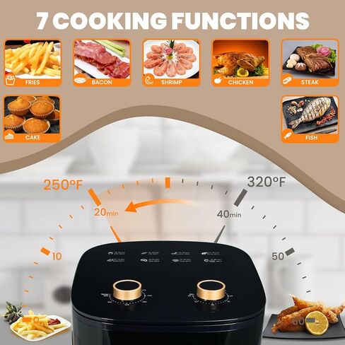 KoKoBin 6.8-Quart Air Fryer Oven,perspective window,Adjustable Temperature Control 0℉ to 400℉,Nonstick Basket, 1200W in Saudi Arabia