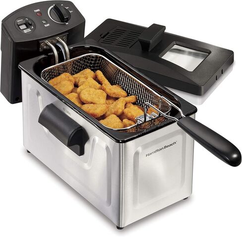 Hamilton Beach Professional Grade Electric Deep Fryer, Frying Basket with Hooks, 1500 Watts, 3 Ltrs with Viewing Window, Stainless Steel in Saudi Arabia