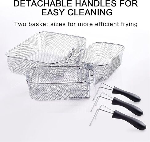 Secura 4 Liters / 17-Cup Stainless-Steel 1700-Watt Electric Deep Fryer with Timer Free Extra Odor Filter, Triple Basket, 4.5 Quarts, Silver in Kuwait