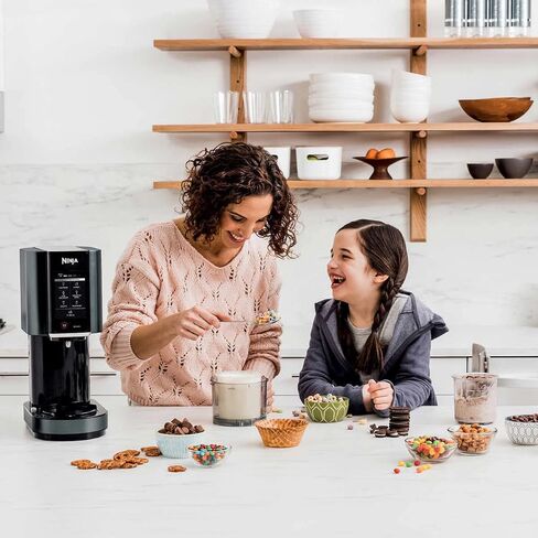 Ninja CN301CO CREAMi Ice Cream Maker, for Gelato, Mix-ins, Milkshakes, Sorbet, Smoothie Bowls & More, 7 One-Touch Programs, with (3) Pint Containers & Lids, Compact Size, Perfect for Kids, Black (Renewed) in Saudi Arabia