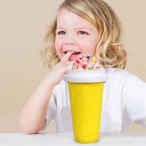 Slushie Maker Cup - TIK TOK Quick Frozen Magic Cup, Double Layers Slushie Cup, DIY Homemade Squeeze Icy Cup, Fasting Cooling Make And Serve Slushy Cup For Milk Shake, Smoothies, Slushies - Blue in Saudi Arabia