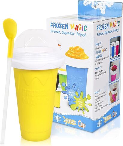 Slushie Maker Cup - TIK TOK Quick Frozen Magic Cup, Double Layers Slushie Cup, DIY Homemade Squeeze Icy Cup, Fasting Cooling Make And Serve Slushy Cup For Milk Shake, Smoothies, Slushies - Blue in Saudi Arabia