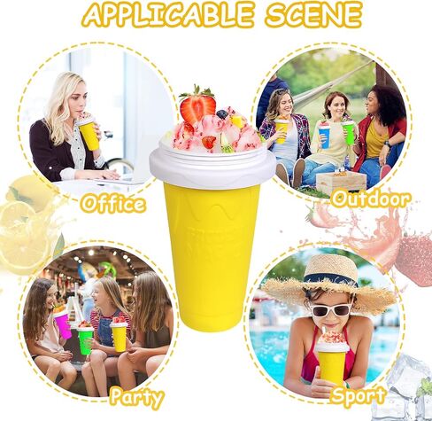 Slushie Maker Cup - TIK TOK Quick Frozen Magic Cup, Double Layers Slushie Cup, DIY Homemade Squeeze Icy Cup, Fasting Cooling Make And Serve Slushy Cup For Milk Shake, Smoothies, Slushies - Blue in Saudi Arabia