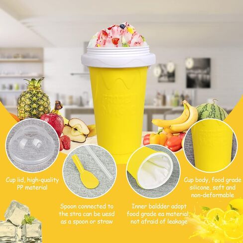 Slushie Maker Cup - TIK TOK Quick Frozen Magic Cup, Double Layers Slushie Cup, DIY Homemade Squeeze Icy Cup, Fasting Cooling Make And Serve Slushy Cup For Milk Shake, Smoothies, Slushies - Blue in Saudi Arabia