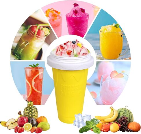 Slushie Maker Cup - TIK TOK Quick Frozen Magic Cup, Double Layers Slushie Cup, DIY Homemade Squeeze Icy Cup, Fasting Cooling Make And Serve Slushy Cup For Milk Shake, Smoothies, Slushies - Blue in Saudi Arabia