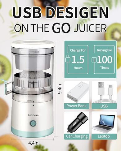 Citrus Juicer Machines Rechargeable - Portable Juicer with USB and Cleaning Brush for Orange, Lemon, Grapefruit（Update） in Saudi Arabia