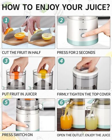 Citrus Juicer Machines Rechargeable - Portable Juicer with USB and Cleaning Brush for Orange, Lemon, Grapefruit（Update） in Saudi Arabia