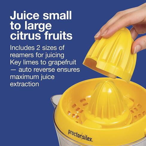 Proctor Silex Alex's Lemonade Stand Electric Citrus Juicer Machine and Squeezer, for Lemons, Limes and Oranges, 34 oz, Yellow (66331) in Saudi Arabia