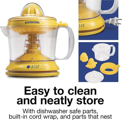 Proctor Silex Alex's Lemonade Stand Electric Citrus Juicer Machine and Squeezer, for Lemons, Limes and Oranges, 34 oz, Yellow (66331) in Saudi Arabia