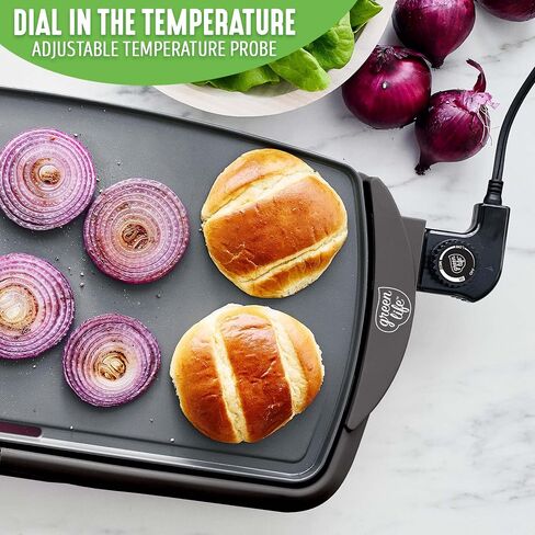 GreenLife 20" Electric Griddle, Extra Large Surface for Pancakes Eggs Fajitas, Healthy Ceramic Nonstick Coating, Stay Cool Handles, Removable Drip Tray, Temperature Control, PFAS-Free, Black in Saudi Arabia