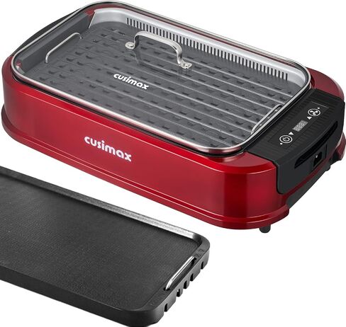 Smokeless Grill Indoor, CUSIMAX Electric Grill, 1500W Indoor Grill, Black | Portable Korean BBQ Grill with Smart LED Display & Tempered Glass Lid, Non-stick Removable Plate, Dishwasher Safe in Kuwait