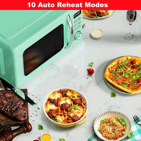 Galanz GLCMKA07GNR-07 Retro Microwave Oven, LED Lighting, Pull Handle Design, Child Lock, Surf Green, 0.7 cu ft in Kuwait