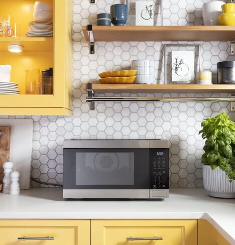GE 3-in-1 Countertop Microwave Oven | Complete With Air Fryer, Broiler & Convection Mode | 1.0 Cubic Feet Capacity, 1,050 Watts | Kitchen Essentials for the Countertop or Dorm Room | Stainless Steel in Saudi Arabia