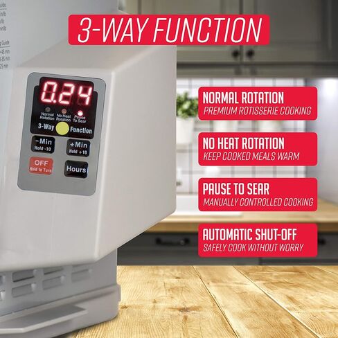 Ronco 5000 Platinum Digital Countertop Rotisserie Oven, 12-lb Capacity | Rotisserie chicken cooks perfectly, 3 functions - rotisserie, sear, no-heat rotation; basket included; auto shutoff in Saudi Arabia