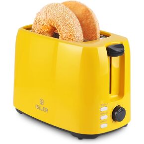 iSiLER 2 Slice Toaster, 1.3 Inches Wide Slot Bagel Toaster with 7 Shade Settings and Double Side Baking, Compact Bread Toaster with Removable Crumb Tray, Defrost Cancel Function Black