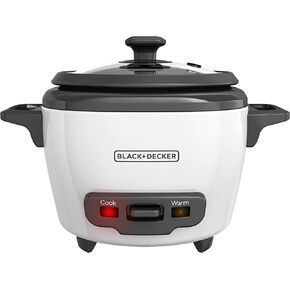 BLACK+DECKER 3-Cup Rice Cooker, RC503, 1.5-cup Uncooked Rice, Steaming Basket, Removable Non-Stick Bowl, One Touch