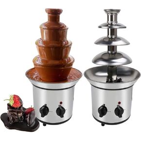 نافورة فوندو من الفولاذ المقاوم للصدأ 4 طبقات، سعة 0.8 كجم، سهلة التجميع، مثالية للشوكولاتة وجبنة الناتشو وصلصة الشواء والمزرعة والمشروبات الكحولية in Kuwait