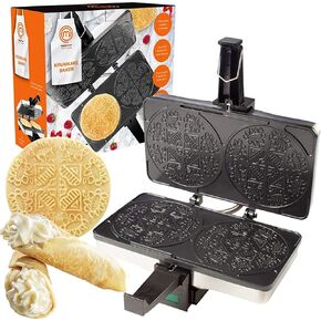 MasterChef Krumkake Baker-Make 2 Homemade Pizzelle Like Cannoli Cookies | Great for Cannoli Filling & Waffle Cones, Nonstick Electric Iron Press Kitchen Appliance- Homemade Treat Maker, Dessert in Saudi Arabia