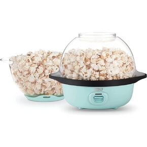 Dash SmartStore Deluxe Stirring Popcorn Maker - Hot Oil Electric Popcorn Popper with Butter-Warming Tray, Clear Serving Bowl, Storage Lid & Measuring Cup - 24 Cups, Aqua in Saudi Arabia
