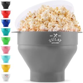 Zulay Microwave Popcorn Popper - BPA-Free Silicone Popcorn Popper Microwave Popcorn Bowl - Collapsible Microwave Popcorn Maker - Family Movie Night Supplies - Aqua