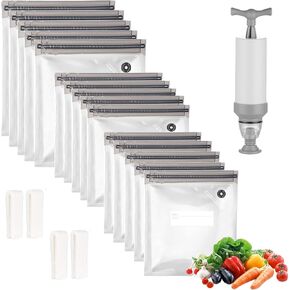 Reusable Sous Vide Bags 3 Sizes - 20 Pack with Hand Pump, Sealing Clips for Sous Vide Cooking and Food Storage (Blue Kit) in Saudi Arabia