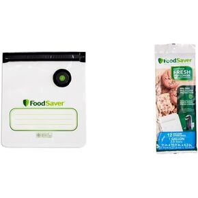 FoodSaver Reusable Gallon Vacuum Zipper Bags, Vacuum Zipper Storage Bags and Accessories (8 Count)