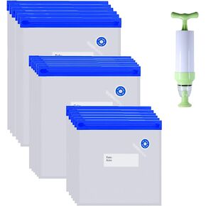 Sous Vide Bags 22 Pack Reusable Vacuum Food Storage Bags Kit, with 3 Sizes Vacuum Food Bags,1 Hand Pump, 4 Sealing Clips for Food Storage and Sous Vide Cooking in Kuwait