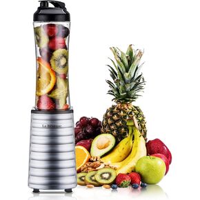 La Reveuse Smoothies Blender 300 Watt with 18 oz BPA-free Portable Travel Sports Bottle (Black)