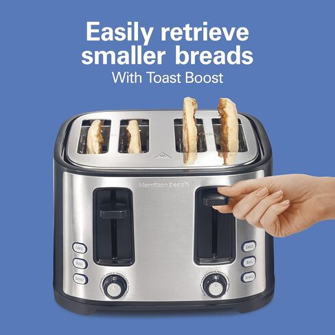 Hamilton Beach 2 Slice Extra Wide Slot Toaster with Bagel & Defrost Settings, Shade Selector, Toast Boost, Auto Shutoff, Black & Stainless Steel (22633) in Kuwait