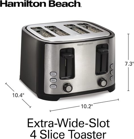 Hamilton Beach 2 Slice Extra Wide Slot Toaster with Bagel & Defrost Settings, Shade Selector, Toast Boost, Auto Shutoff, Black & Stainless Steel (22633) in Kuwait