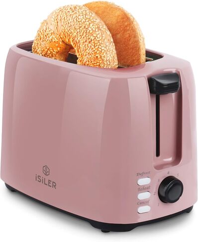 iSiLER 2 Slice Toaster, 1.3 Inches Wide Slot Bagel Toaster with 7 Shade Settings and Double Side Baking, Compact Bread Toaster with Removable Crumb Tray, Defrost Cancel Function Black in Saudi Arabia