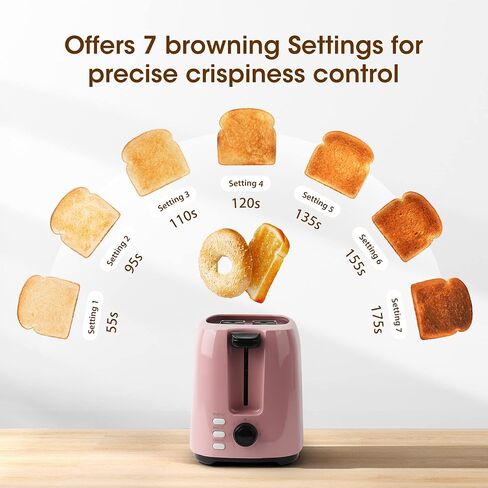 iSiLER 2 Slice Toaster, 1.3 Inches Wide Slot Bagel Toaster with 7 Shade Settings and Double Side Baking, Compact Bread Toaster with Removable Crumb Tray, Defrost Cancel Function Black in Saudi Arabia