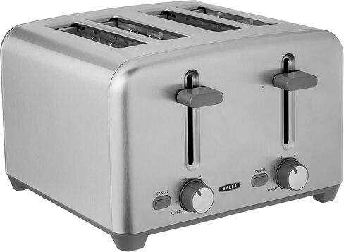 BELLA Stainless Steel 2 Slice Toaster with Extra Wide Slots & Removable Crumb Tray - 6 Browning Options, Auto Shut Off & Reheat Function - Toast Bread, Bagel & Waffle in Saudi Arabia