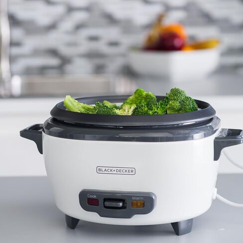 BLACK+DECKER 3-Cup Rice Cooker, RC503, 1.5-cup Uncooked Rice, Steaming Basket, Removable Non-Stick Bowl, One Touch in Saudi Arabia