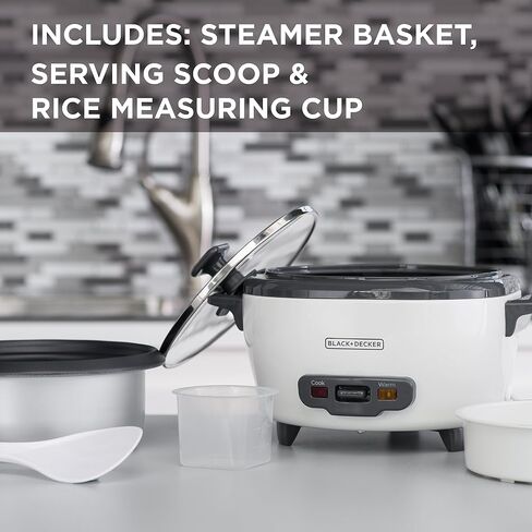 BLACK+DECKER 3-Cup Rice Cooker, RC503, 1.5-cup Uncooked Rice, Steaming Basket, Removable Non-Stick Bowl, One Touch in Saudi Arabia